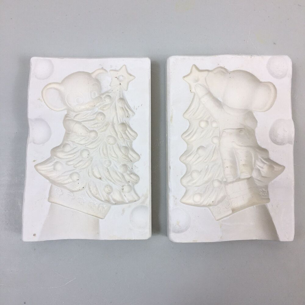Vintage Alberta’s Ceramic Mold A-160 - Mouse Placing Star On Top Of Christmas
